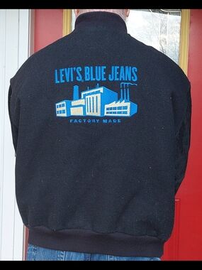 Levi's Black Bomber Jacket with Blue Factory Graphic